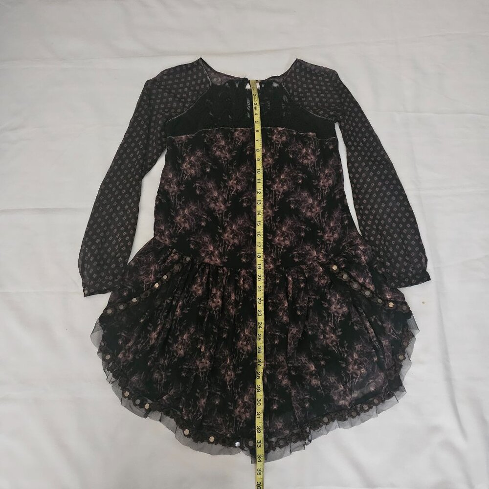 Free People Women's Midnight Garden Combo Sheer Long Sleeve Elsie Dress XS/TP - Picture 14 of 14